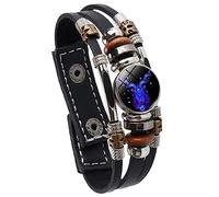 EsUkar Men'S Bracelets,Travel Memory Jewelry Time Stone Bracelet Zodiac Capricorn Birthstone Bracelet Zodiac Lover Leather Bracelet Charm Chakra Jewelry For Traveling Gifts