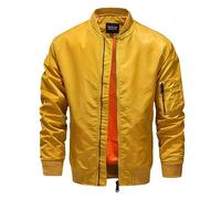 EsUkar Mens Lightweight Jacket,Lightweight Thin Transitional Jacket Men'S Slim Fit Blouson Tunic Jacket Classic Bomber Tactical Jacket Baseball Coat Multiple Pockets Work Jacket Collegejacke,Yellow,L