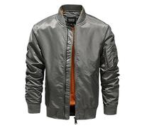 EsUkar Mens Lightweight Jacket,Lightweight Thin Transitional Jacket Men'S Slim Fit Blouson Tunic Jacket Classic Bomber Tactical Jacket Baseball Coat Multiple Pockets Work Jacket Collegejacke,Grey,S