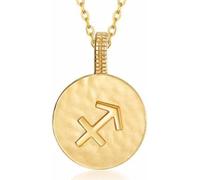 EsUkar Silver Necklace,Zodiac Signs S925 Necklace Ladies Roman Symbols Golden Round Pendant Choker Constellation Symbol Jewelry For Girls Birthday Present