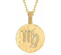 EsUkar Silver Necklace,Zodiac Signs S925 Silver Necklace Ladies Roman Symbols Necklace Golden Round Pendant Choker Constellation Symbol Pendant Necklace Jewelry For Girls Birthday Present