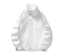 EsUkar Summer Jackets For Men,Men'S Windproof Jacket Casual Blouson Jacket Transitional Bomber Jacket Sports Lightweight Coat Coat Multiple Pockets Jacket Stand Collar Stripe Collegejacke,White,L