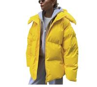 EsukAr Womens Hooded Quilted Puffer Jacket Padded Warm Winter Heavyweight Coat Outerwear,Yellow,L