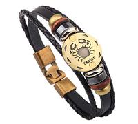 EsUkar zodiac bracelets for men Multilayer Leather Bracelets constellation nameplate friendship bracelet Wristband Bangle For Traveling Gifts,Cancer