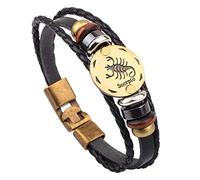 EsUkar zodiac bracelets for men Multilayer Leather Bracelets constellation nameplate friendship bracelet Wristband Bangle For Traveling Gifts,Scorpio