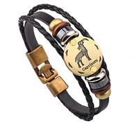 EsUkar zodiac bracelets for men Multilayer Leather Bracelets constellation nameplate friendship bracelet Wristband Bangle For Traveling Gifts,Capricorn
