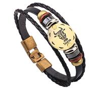 EsUkar zodiac bracelets for men Multilayer Leather Bracelets constellation nameplate friendship bracelet Wristband Bangle For Traveling Gifts,Taurus