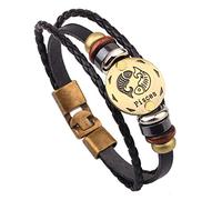 EsUkar zodiac bracelets for men Multilayer Leather Bracelets constellation nameplate friendship bracelet Wristband Bangle For Traveling Gifts,Pisces