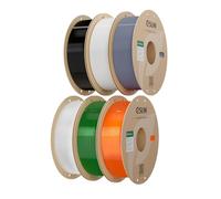 eSUN PETG Filament 1.75mm, 6KG High Toughness PETG Filament, 1KG per Spool, 6 Spools for 3D Printers,Black+White+Grey+Transparent+Transparent Orange+Transparent Green