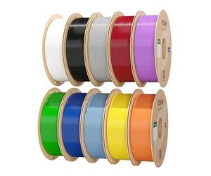 eSUN PLA Filament 1.75mm, 10KG PLA Basic 3D Printing Filament,1KG per Spool, 10 Spools for 3D Printers,Black+Cold White+Grey+Fire Engine Red+Yellow+Blue+Green+Orange+Silver+Grape Purple
