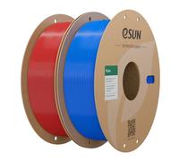 eSUN PL Filament 1.75mm, Enhanced Toughness PLA Plus, Dimensional Accuracy +/- 0.03mm, 1KG per Spool, 2 Spools for 3D Printers,Fire Engine Red+Blue