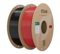 eSUN PL Filament 1.75mm, Enhanced Toughness PLA Plus, Dimensional Accuracy +/- 0.03mm, 1KG per Spool, 2 Spools for 3D Printers,Fire Engine Red+Black