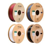 eSUN PLA Plus Filament 1.75mm, 3D Printing PLA Pro Filament 1.75mm Dimensional Accuracy +/- 0.03mm, 1kg per Carboard Spool, 4KG 3D Printer Filament, Fire Engine Red+Grey+Cold White+Black