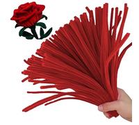 ESUOHYM 100 PCS Red Pipe Cleaners Craft Bulk DIY Art Supplies for Kids, Adults Crafts, Thick Chenille Stems Fuzzy Wire Sticks Holiday Decorations and School Supplies