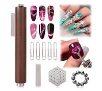 ESUOHYM 44Pcs Cat Eye Magnet For Nails Kits With 3 In 1 Magnets, Strong Square And Ball Magnets, Paper Clip For Heart Nail Magnet Sets Cateye Gel Polish Diy Design Tools For Home, Salon