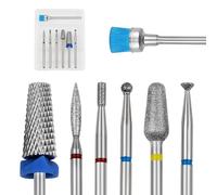 ESUOHYM 7 Pcs Nail Drill Bits Set Tungsten Carbide Diamond Nail Drill Bits for Acrylic Nails Poly Gel Cuticle Remover 3/32'' Professional Drill Bits for Electronic Files