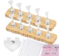 ESUOHYM Nail Stand For Press Ons Nail Holder For Painting Art Supplies Magnetic Wood Display With 1 Heart Fake Nail Stand, 200Pcs Double Sided Tape, Decorating Art Accessories Kit In Home Salon