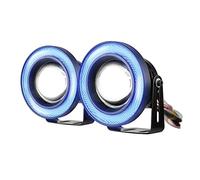 ESUPPORT 2Pcs 3.5" 12V 30W COB LED Fog Light Projector Car Blue Angel Eyes Halo Ring DRL Lamp Headlight Driving Bulbs