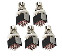 ESUPPORT 5Pcs Mini 3PDT 9Pin Momentary Foot Switch Guitar Effects Pedal Metal Stomp Box True Push Button 13mm X 17mm