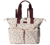 ESVAN Diaper Tote Bag Totepack Backpack 2 in 1 for Women Multifunctional Large Capacity with Insulated Pockets Travel, Corduroy Cherry, Large