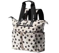 ESVAN Diaper Tote Bag Totepack Backpack 2 in 1 for Women Multifunctional Large Capacity with Insulated Pockets Travel, Corduroy Black Flower, Large