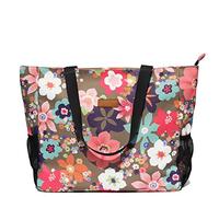 ESVAN LARGE BEACH BAG Water Resistant Lightweight 20 inch Women Oversize Tote Bag for Gym Beach Travel Pool Yoga Nurse (Navy&Pink Flower)