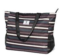 ESVAN Large Beach Bag Water Resistant Lightweight 20 inch Women Oversize Tote Bag for Gym Beach Travel Pool Yoga Nurse (Black&White Stripe)