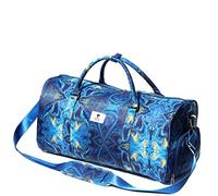 ESVAN Original Floral Water Resistant Duffel Bag Gym bag Weekender Travel Bag for Gym Beach Travel School Daily Bags, [C]Blue Golden Marble, Floral