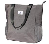 ESVAN Original Floral Water Resistant Large Tote Bag Shoulder Bag for Gym Beach Travel Daily Bags Upgraded, [W] Gray, L