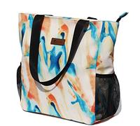ESVAN Original Floral Water Resistant Large Tote Bag Shoulder Bag for Gym Beach Travel Daily Bags Upgraded, [E] F, L