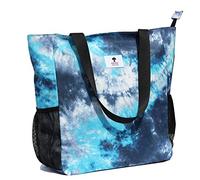 ESVAN Original Floral Water Resistant Large Tote Bag Shoulder Bag for Gym Beach Travel Daily Bags Upgraded, [D], L
