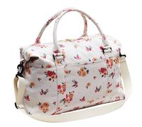 ESVAN Travel Tote Duffel Gym Bag,Weekender Overnight Carry-on Tote Crossbody Bag with Wet Pocket and Trolley Sleeve Upgraded, Corduroy Beige Flower, Fashion