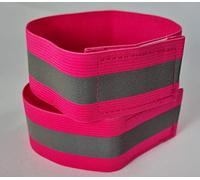 ESW LEISURE 2PCS Reflective Running Gear Hi Vis Viz Armbands High Visibility Elasticated Arm bands or Ankle Bands Safety Accessories for Dog Walking Jogging Runners Cycling & Sports/Gift (Pink)