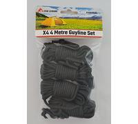 ESW LEISURE Guyline Ropes 4 Pack For Tents Awning Camping Strong Lightweight Paracord Guy Rope With Tensioner Guy Lines Fishing Umbrella Bivvy Caravan Gazebo Tarp (Olive Green, 4 Metre XL 4 Pack)