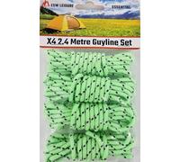 ESW LEISURE Guyline Ropes 4 Pack For Tents Awning Camping Strong Lightweight Paracord Guy Rope With Tensioner Guy Lines Fishing Umbrella Bivvy Caravan Gazebo Tarp (Glow In The Dark, 2.4 Metre 4 Pack)