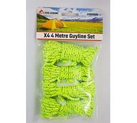 ESW LEISURE Guyline Ropes 4 Pack For Tents Awning Camping Strong Lightweight Paracord Guy Rope With Tensioner Guy Lines Fishing Caravan Gazebo (Reflective Fluorescent 4M, 4 Metre X4 XL 4 Pack)