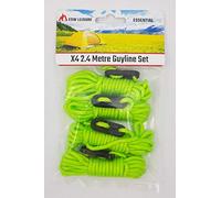 ESW LEISURE Guyline Ropes 4 Pack For Tents Awning Camping Strong Lightweight Paracord Guy Rope With Tensioner Guy Lines Fishing Umbrella Bivvy Caravan Gazebo Tarp (Flourescent Green, 2.4 Metre 4 Pack)