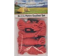 ESW LEISURE Guyline Ropes 4 Pack For Tents Awning Camping Strong Lightweight Paracord Guy Rope With Tensioner Guy Lines Fishing Umbrella Shelter Bivvy Caravan Gazebo Tarp (Red, 2.4 Metre 4 Pack)