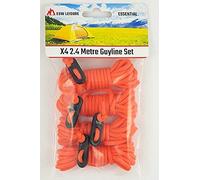ESW LEISURE Guyline Ropes 4 Pack For Tents Awning Camping Strong Lightweight Paracord Guy Rope With Tensioner Guy Lines Fishing Umbrella Shelter Accessory Caravan Gazebo (Orange 2.4, 2.4 Metre 4 Pack)