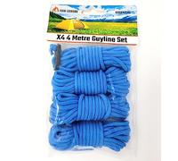 ESW LEISURE Guyline Ropes 4 Pack Tents Awning Camping Strong Lightweight Paracord Guy Rope With Tensioner Guy Lines Fishing Umbrella Shelter Bivvy Caravan Gazebo Tarp (Bright Blue, 4 Metre XL 4 Pack)