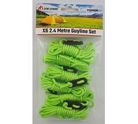 ESW LEISURE Guyline Ropes 6 Pack For Tents Awning Camping Strong Lightweight Paracord Guy Rope With Tensioner Guy Lines Fishing Umbrella Shelter Caravan Gazebo (Flourescent Green, 2.4 Metre 6 Pack)