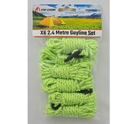 ESW LEISURE Guyline Ropes 6 Pack For Tents Awning Camping Strong Lightweight Paracord Guy Rope With Tensioner Guy Lines Fishing Umbrella Caravan Gazebo (Reflective Fluorescent, 2.4 Metre 6 Pack)
