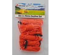 ESW LEISURE Guyline Ropes 6 Pack For Tents Awning Camping Strong Lightweight Paracord Guy Rope With Tensioner Guy Lines Fishing Umbrella Shelter Caravan Gazebo Tarp (Orange, 2.4 Metre 6 Pack)