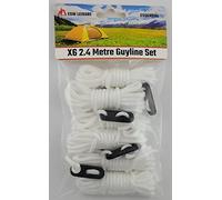 ESW LEISURE Guyline Ropes 6 Pack Tents Awning Camping Strong Lightweight Paracord Guy Rope With Tensioner Guy Lines Fishing Umbrella Shelter Bivvy Caravan Gazebo Tarp (White, 2.4 Metre 6 Pack)