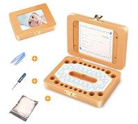 Esweny Baby Tooth Box - Solid Wood Teeth Storage Box, Keepsake Organizer for Baby Teeth and Hair, Perfect for Baby Showers & Birthdays
