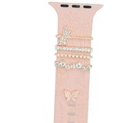 ESWEUOOM Women Dragonfly Butterfly Watch Band Charms for Apple 38mm 40mm 41mm 42mm 44mm 45mm 49mm , Love Heart Silver Rose Gold Metal Slide Decorative Rings Loops For iWatch series 8 7 6 5 4 3 2 se