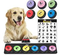 ESYELEC Dog Buttons for Communication, 6Pcs Talking Buttons for Dogs, Recordable Sound Buttons + 24 Scene Patterns + 1 Dog Button Mat,30 Seconds Dog Buttons for Pet Sound Training Toy