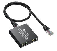 eSynic 1 to 2 Ethermet Splitter High Speed Poratble USB C Rj45 Network Splitter with 1 Ethernet Cable Metal Internet Cable Splitter Support Cat8, 7, 6, 5, & 5e For ADSL, Hubs, TV, Routers, Latop