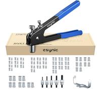 eSynic 10" Hand Rivnut Gun Tool Kit with 80Pcs Steel Threaded Rivet Nuts | M3 M4 M5 M6 M8 Inserts & 5Pcs Mandrels| Labor-saving| Heavy Duty Nut Riveter for Bike Auto Repairs Metalwork Garage Accessory