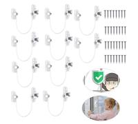 eSynic 10 Pack Window Locks Child Safety Durable& Strong Window Restrictor 185mm Wire Long Window Safety Locks Anti-Theft Security Upvc Window Locks for Home Office Factory Farm Safety etc